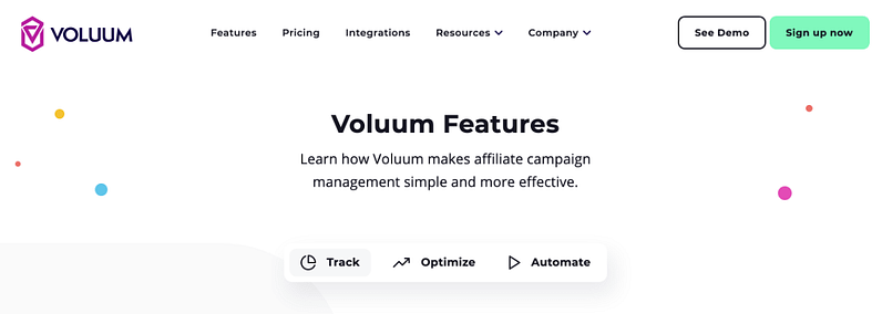 voluum screencap website homepage