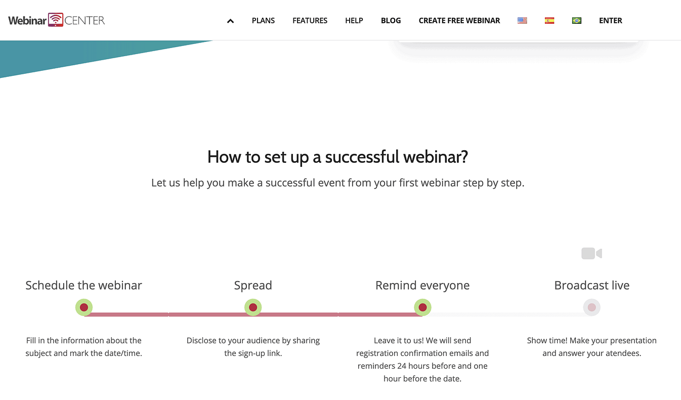 webinar center screenshot homepage