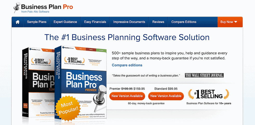 businessplanpro website screenshot
